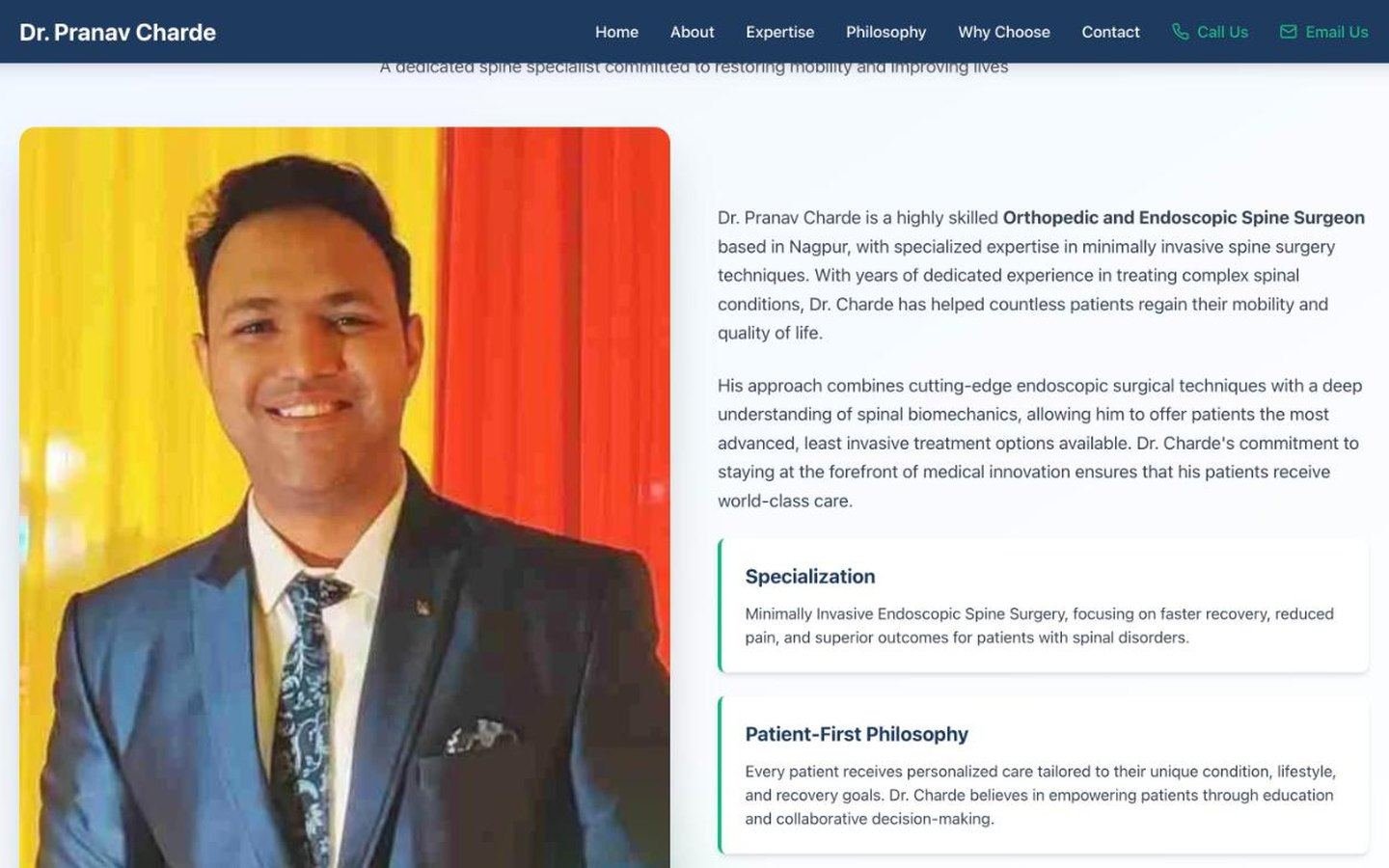 Dr. Pranav Charde website home page