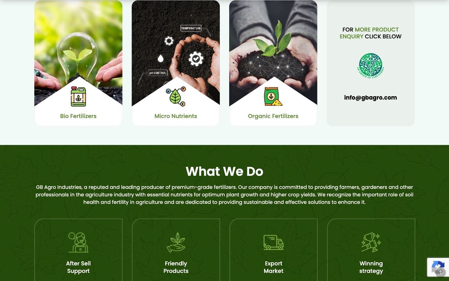 GB Agro website inner page